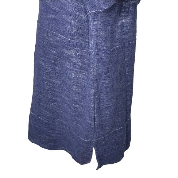 Soft Surroundings My Weekender Hoodie Large Denim Blue Raw Edges Fleece Lining - Picture 6 of 7